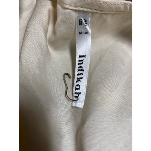 Indikah Cream Pom Pom Wrap Short Sleeve Dress Size Small NWOT - Picture 8 of 11